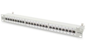 Resim DN-91624S-EA Digitus 19 Inch 24 Port Cat-6a EA Sınıfı FTP Patch Panel, Zırhlı, 1U, tozdan korumak için kapaklı, 8P8C, gri RAL 7035 renk 