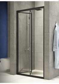 Resim Durul Duşakabin Katlanır Kapı Siyah Profil Şeffaf Cam Siyah 