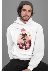 Resim Sevbano Ryomen Sukuna Baskılı Unisex Oversize Jujutsu Kaisen Anime Hoodie beyaz 