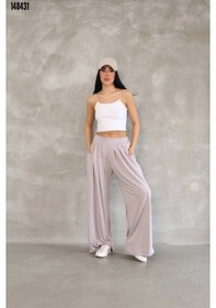 Resim Osy Modal Yumuşak Dokulu Kumaş Boru Paça Salaş Eşofman - Bej Bej 