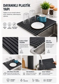 Resim Plastik Pratik Lavabo Tezgah Üstü Bulaşık Kurutmalığı Siyah 35 X 45 S-10145 