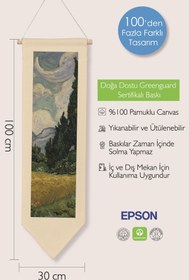 Resim Van Gogh Duvar Halısı, Sanat Serisi Dekor, 100cm Kanvas Flama Askılı Duvar Örtüsü NO:758 - Renkli - 7 / 30 x 100 