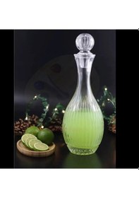 Resim El Yapımı Özel Tasarım Cam Çizgili Model Lüx Sürahi Karaf 