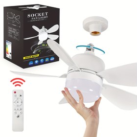 Resim Şık 5 Bıçaklı LED Fan Işık - Kolay Kurulum, E26/E27 Uyumlu, Mutfak, Çalışma Odası, Yatak Odası, Banyo & Oturma Odası İçin İdeal 