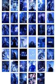 Resim Marvel Duvar Posteri Kolaj Seti Mavi Temalı Avengers Poster 40 Adet Arkası Yapışkanlı Kutulu 