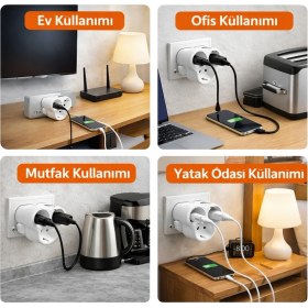Resim Viko 3lü (Üçlü) Yonca Golyat Fiş Priz Beyaz 