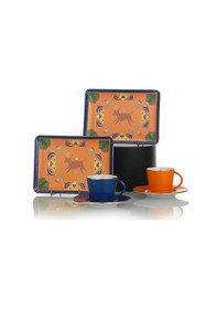 Resim Kütahya Porselen Cosmic Love Toledo 2 parça Kahve Fincan Takımı Turuncu Lacivert 