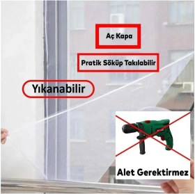 Resim Nublado Beyaz Hazır Sineklik Tülü (150X125 Cm) Çift Kat Sök Tak Pratik Yıkanabilir Pencere Kapı Sinekliğimft 