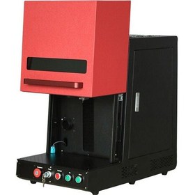 Resim 50w Kapalı Kabin Fiber Lazer Markalama Makinesi 