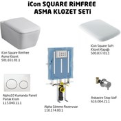 Resim Geberit Icon Square Rimfree Alpha10 Soft Asma Klozet Seti - Beyaz 