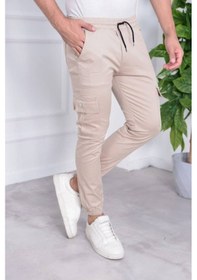 Resim Kaizer Denim Erkek Paça Lastik Slim Fit Kargo Pantolon M Krem 