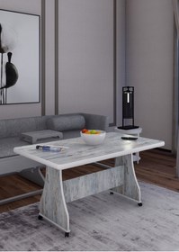 Resim Mdf Orta Sehpa Tekerlekli Masa Salon Sehpa 
