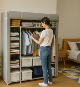 Resim Reyo Teknor Çift Yandan Raflı Bez Dolap Gri 