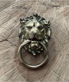 Resim ASLAN FİGÜRLÜ ANTİK PİRİNÇ KAPI TAK TAK KAPI TOKMAGI 