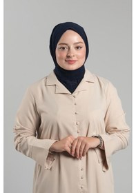 Resim Hürrem Bone Lacivert Pratik Hazır Geçmeli Tesettür Eşarp Sandy Arkadan Çıtçıtlı Piliseli Hijab 2406 02 Lacivert 