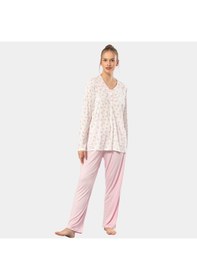 Resim Türen Empirme Patlı Battal Uzun Kollu Pijama Takım 3366/pembe 001 