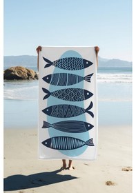 Resim Dijital Baskı Plaj Deniz Havlusu Balık Desenli Peştamal Hvl0120 Renkli 