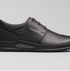 Resim Growish Gr0369 Hakiki Deri Hafif Poli Taban Dikişli Aksesuarlı Delikli Günlük Espadril Tarz Ayakkabı Siyah 