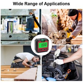 Resim Youtek Kırmızı Dijital Açı Ölçer İçin Bubble Seviye, Manyetik 90 Derece Metre, Ahşap/ Otomobil/ Makine İçin Hassas Ölçüm, Pil İle Teslim 