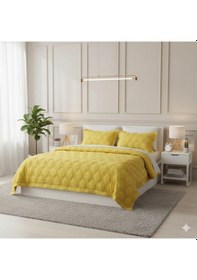 Resim Star Tek Kişilik Yatak Örtüsü Sarı Sarı 