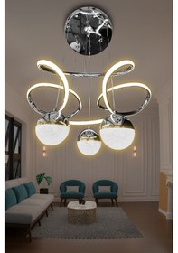 Resim Dron 3 Toplu Led Avize - - Kumandalı / Krom Krom 