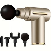 Resim Çeşitli Aksesuarlar İçeren 6 Parça Set, 4 Uçlu MiniPro USB Şarj Edilebilir Masaj Tabancası - Her Durum İçin İdeal Hediye, Lityum Pil ile Çalışır 