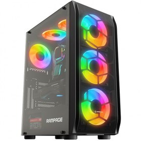 Resim RAMPAGE HOLLOW, 650W, 4x12cm ARGB Fan, Temperli Cam Yan Panel, ATX, GAMING KASA 