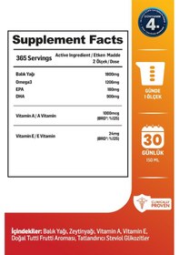 Resim Kiperin Kids Fish Oil Çocuk Özel Yüksek Balık Yağı: 1800, Omega 3:1206mg, Epa:180mg, Dha:900mg 150ml 
