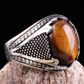 Resim Tigers Eye Stone Jewelry Solid 925 Sterling Silver Men Ring - US: 5.75 / 51.5 mm / Turk: 11.5 
