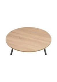 Resim 60 Cm Çap - Ahşap Kaplama Katlanabilir Yer Sofrası - Oyun Masası - 21 Cm Yükseklik Atlantik - Çam 