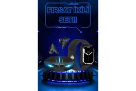 Resim Nuveden Ieg™ Yeni Nesil Akıllı Saat ve Kablosuz Kulaklık Kampanyası Ikili Set Bluetooth Bağlantılı 