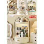 Resim Piev House by House Glow Vitrin 360 Döner Standlı Çekmeceli Raflı Hazneli Makyaj Kozmetik Organizer 