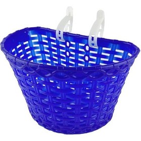 Resim 16-20 Jant Uyumlu Hasır Desenli Plastik Çocuk Bisikleti Ön Sepet Mavi 