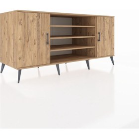 Resim Kronos Konsol 5 Raflı 2 Kapaklı 176x59x83 Çam-çam/çam Çam/çam 