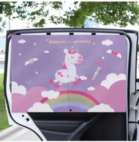 Resim Dashanshop Manyetik Çift Katlı Mor Unicorn Araç Güneşlik Perdesi, Yan Cam İçin Isı Ve Uv Koruma 