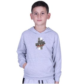 Resim Fyk Kids Kapüşonlu Kanguru Cepli Next Level Baskılı Erkek Çocuk Sweatshirt Gri 