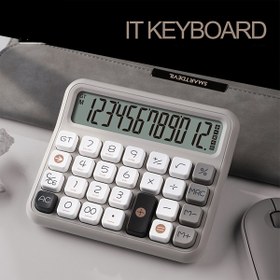 Resim Bilgisayar Renkli Retro 12 Haneli Hesap Makinesi Ofis Esnek Klavye Finansal Muhasebe Bilgisayarı Ticari Masaüstü Büyük Ekran Mekanik Tuş Ofis Kullanımı 