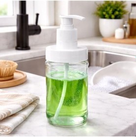 Resim Cam Sıvı Sabunluk & Deterjanlık Kilitli Pompalı Sıvı Sabun Haznesi Banyo Sabunluğu Mutfak Deterjanlığı Deterjan Kutusu 320 Ml 1 