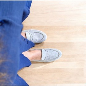 Resim Ne&ve Shoes Gri Süet Hakiki Deri Kadın Loafer Ayakkabı 