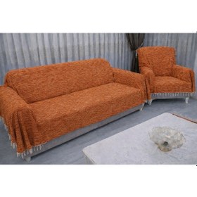 Resim Mandaş Şönil Dokuma Koltuk Örtüsü Maxi Takım 3+3+1+1 Kremit Kiremit 