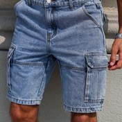 Resim Erkekler için Yazlık Sokak Giyimi Kargo Şortları Çok Cepli - Hafif Yıkanmış Denim Orta Boy Normal Fit Nefes Alabilir Günlük Kullanım, Rahat Aktivite İçin Kısa Pantolonlar, Yumuşak Kumaş Yapısı 