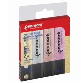 Resim Penmark Fosforlu Kalem 4 Lü Karışık Renk Simli 