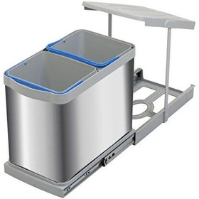 Resim P-9455 12+12 Litre Gri Teleskopik Raylı Paslanmaz Çöp Kovası P-9 Antrasit - Gri 
