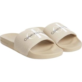 Resim Calvin Klein Bej Erkek Plaj Terliği Slıde Monogram Co 