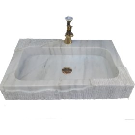 Resim Mym Afyon Beyaz Mermer Özel Dizayn Lavabo - Batarya Çıkışlı 