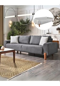 Resim Astana Bohem Koltuk Takımı & Mekanizmalı Genişleyebilir Yataklı Koltuk - Gri Bukle Kumaş Antrasit Kanepe 