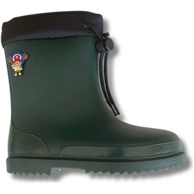 Resim Konçlu Erkek Çocuk Yağmur Çizmesi 26-35 Yeşil Yeşil 
