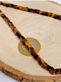 Resim Kaplan Gözü Taşı Küp Şekilli Yarım Dizi 4mm 18cm Uzunluğundadır 