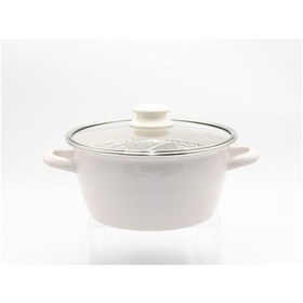 Resim Bonera Emaye Cam Kapaklı Beyaz Kızartma Tenceresi 22cm Krem 