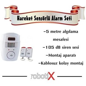 Resim Robotix Kablosuz Hareket Sensörlü Kumandalı Alarm 